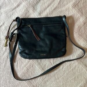 Fossil Black Leather Crossbody Bag